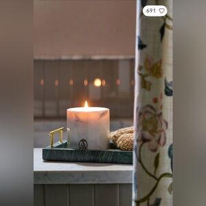 Anthropologie Apothecary 18 Floral Peony Blush Marble Candle, NWT